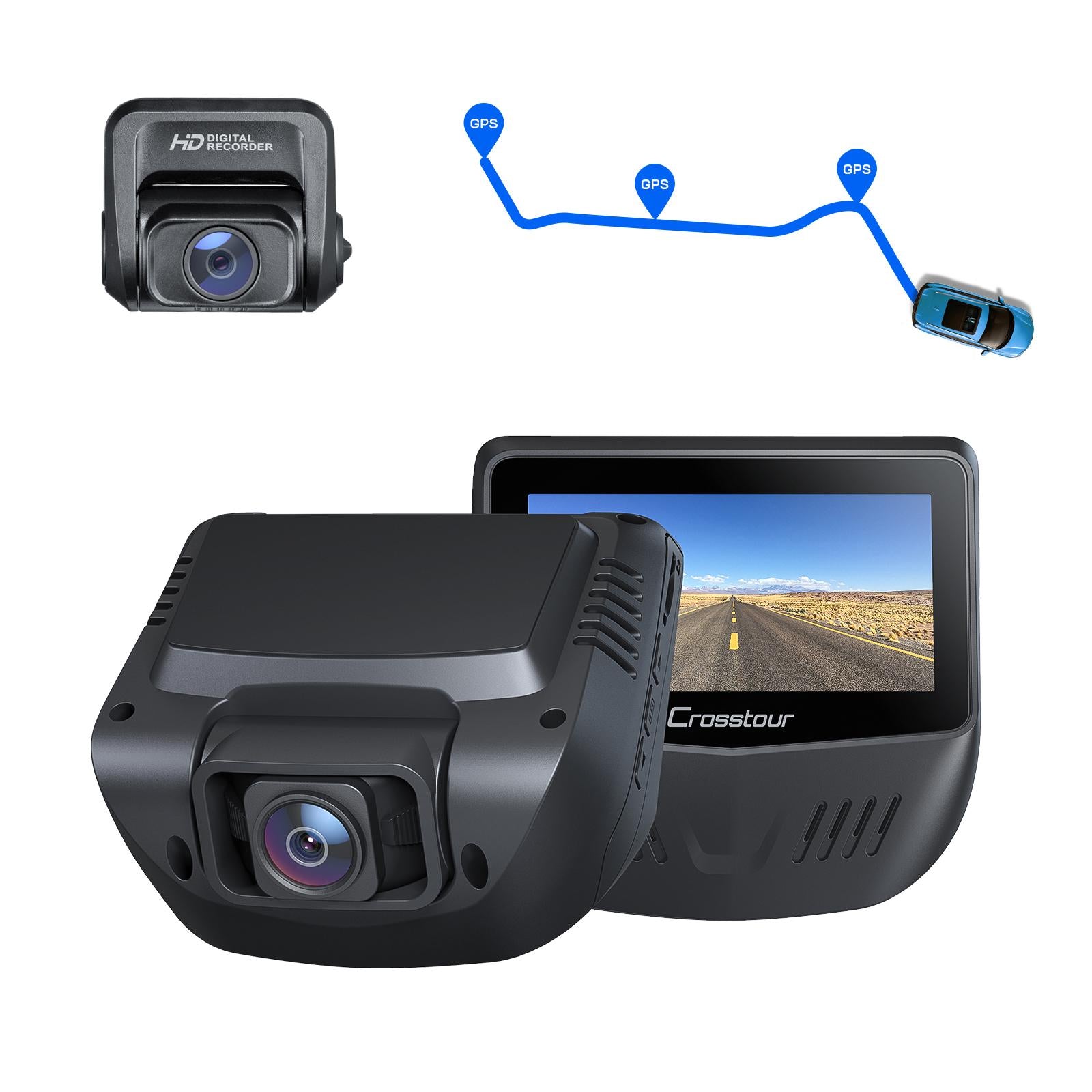 Front and Rear 1080P Dual Dash Camera for Cars, Optional GPS