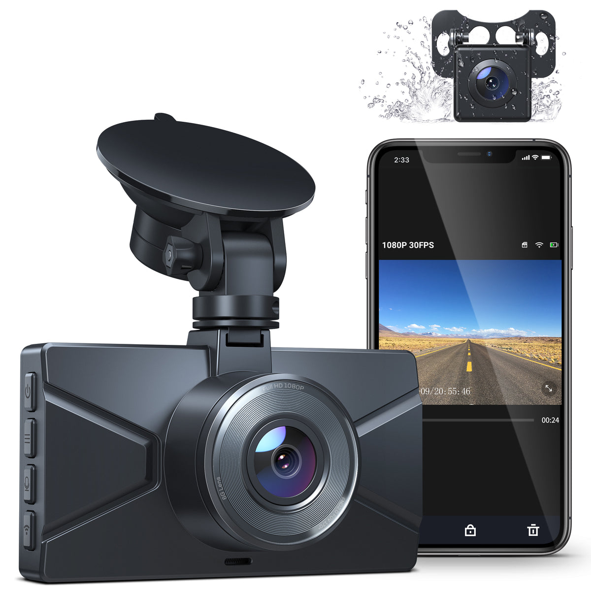 WiFi 1080P Dash Camera for Cars with 3 Inch IPS Screen, CR650 ...